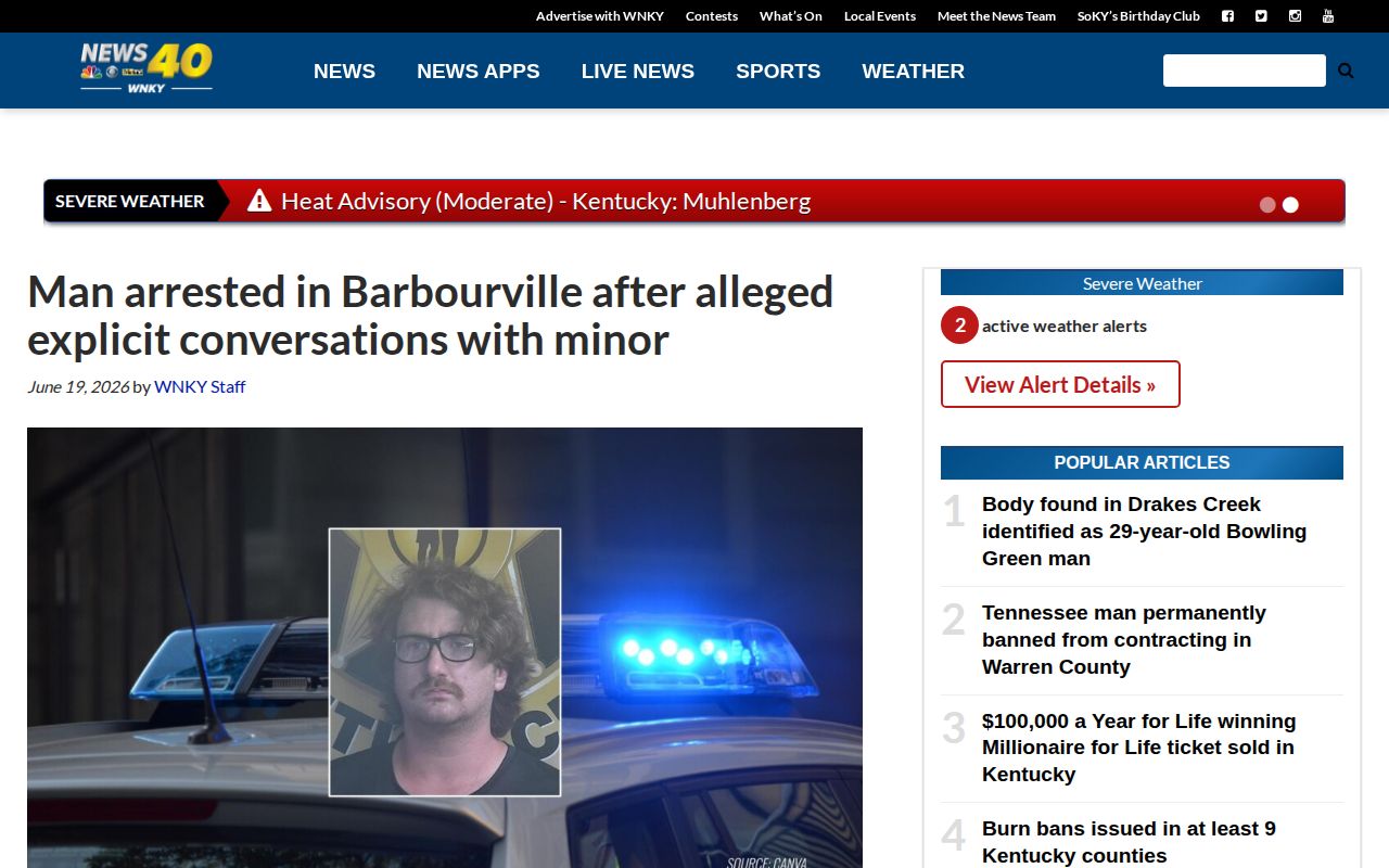 Regional news story based on a Barbourville Police statement